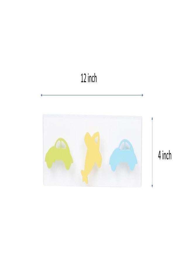FLY FROG 3-Hook Wall-Mounted Rail for Kids - Durable MDF, Space-Saving Design, Easy Installation, Ample Storage for Coats, Bags, Hats - Child-Safe with Soft Edges for Kids’ Rooms (Car & Plane) - Image 3